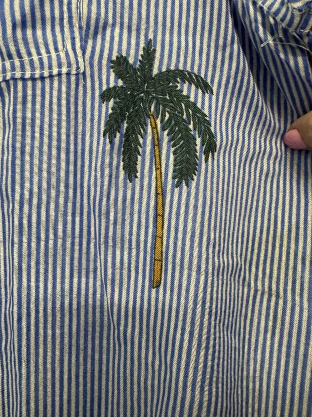 Live 4 Truth Women’s 2X Blue/White Striped Tropical Point Collar Cover-up